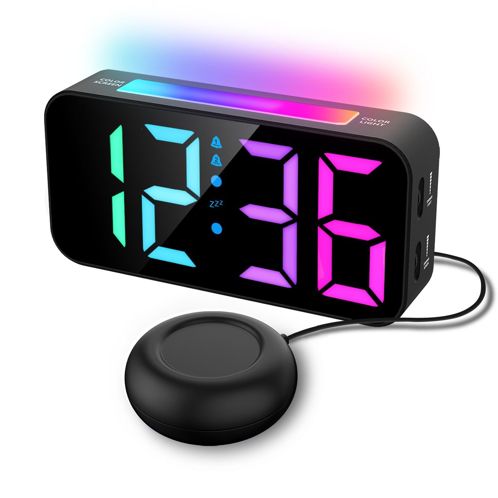 SiGN RGB Digital Alarm Clock with Vibrator - Black