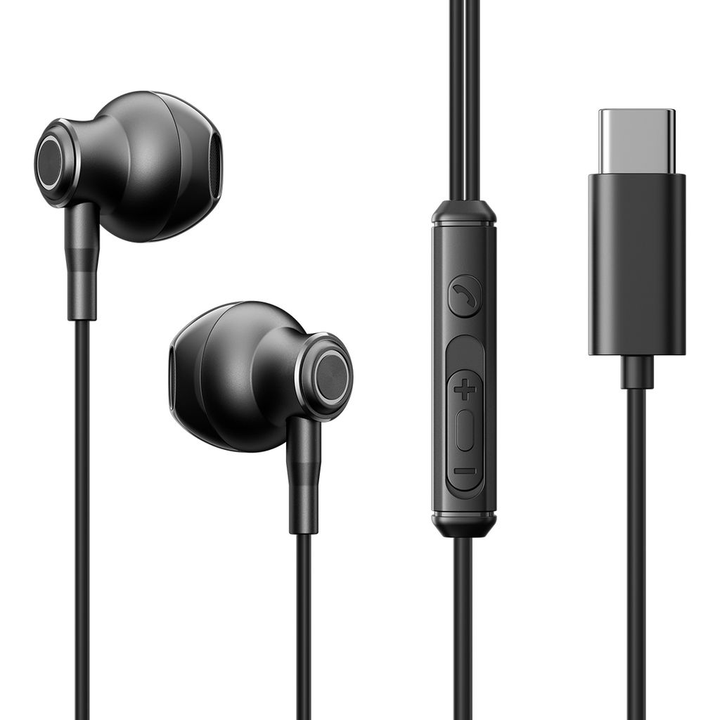 Joyroom USB-C Wired Headphones Half In-Ear - Black