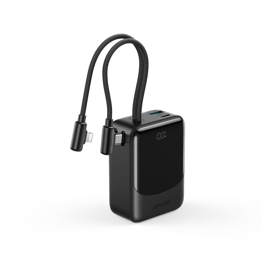 Joyroom JR-PC1 22.5W mini power bank 10000mAh with USB-C/Lightning cables - Black