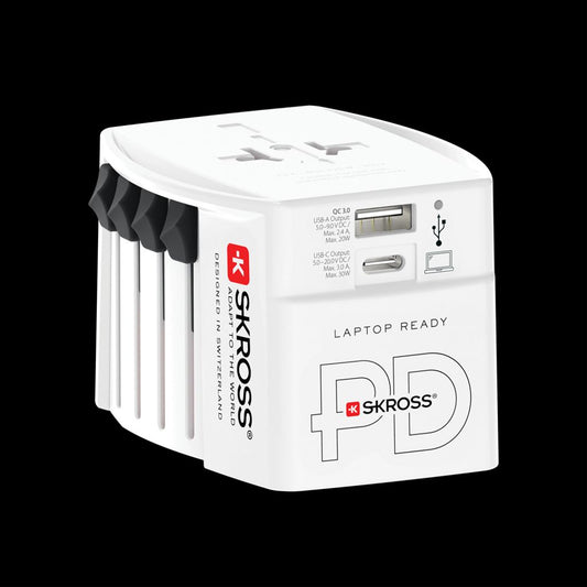 SKROSS Universal Travel Adapter with USB-A/USB-C 30W PD
