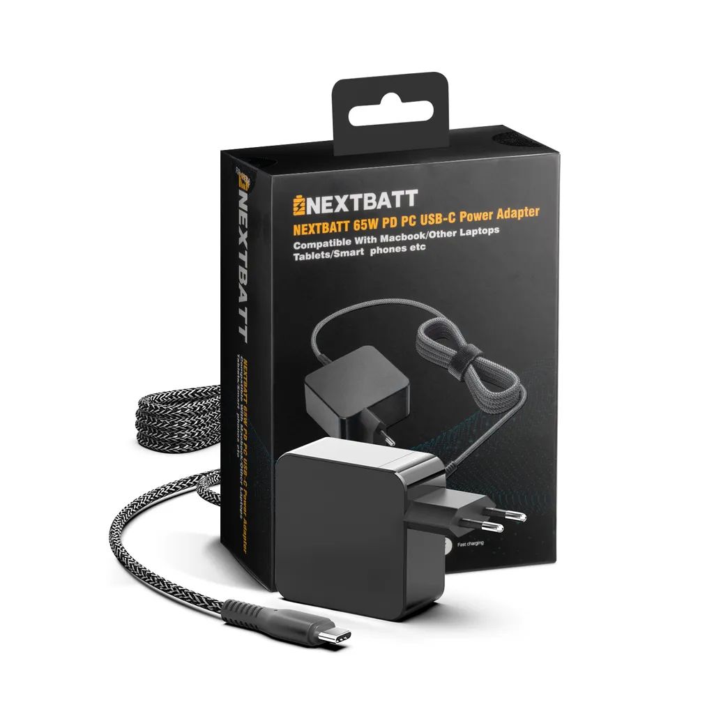 NEXTBATT Charger / AC Adapter USB-C 65W PD3.0 till MacBook, PC Laptops, etc