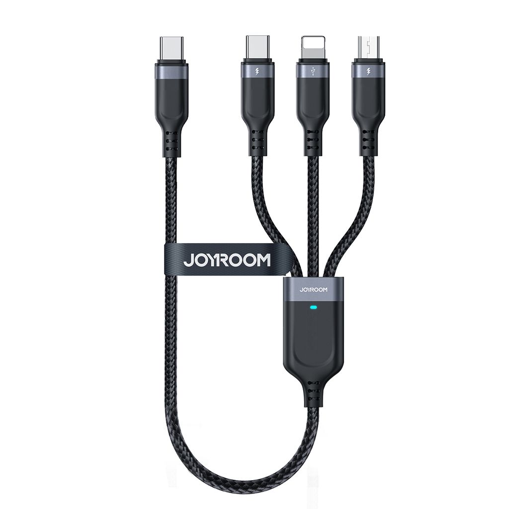 Joyroom 3-in-1 USB-C to Lightning/USB-C/Micro USB Cable 3.5A, 0.3m - Black