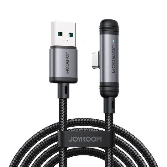 Joyroom USB-A to USB-C angled fast charging cable 3A, 1.2m - Black