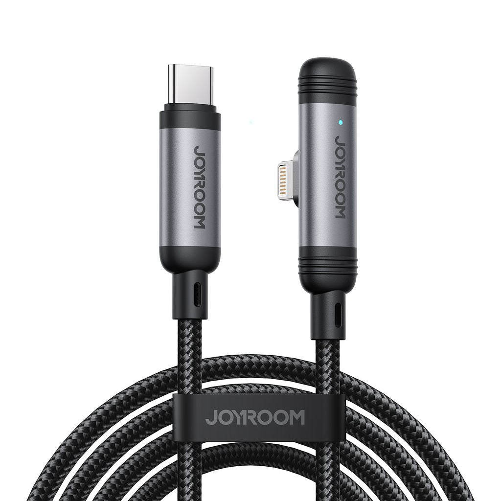Joyroom USB-C to Lightning angled fast charging kabel 30W, 1.2m - svart