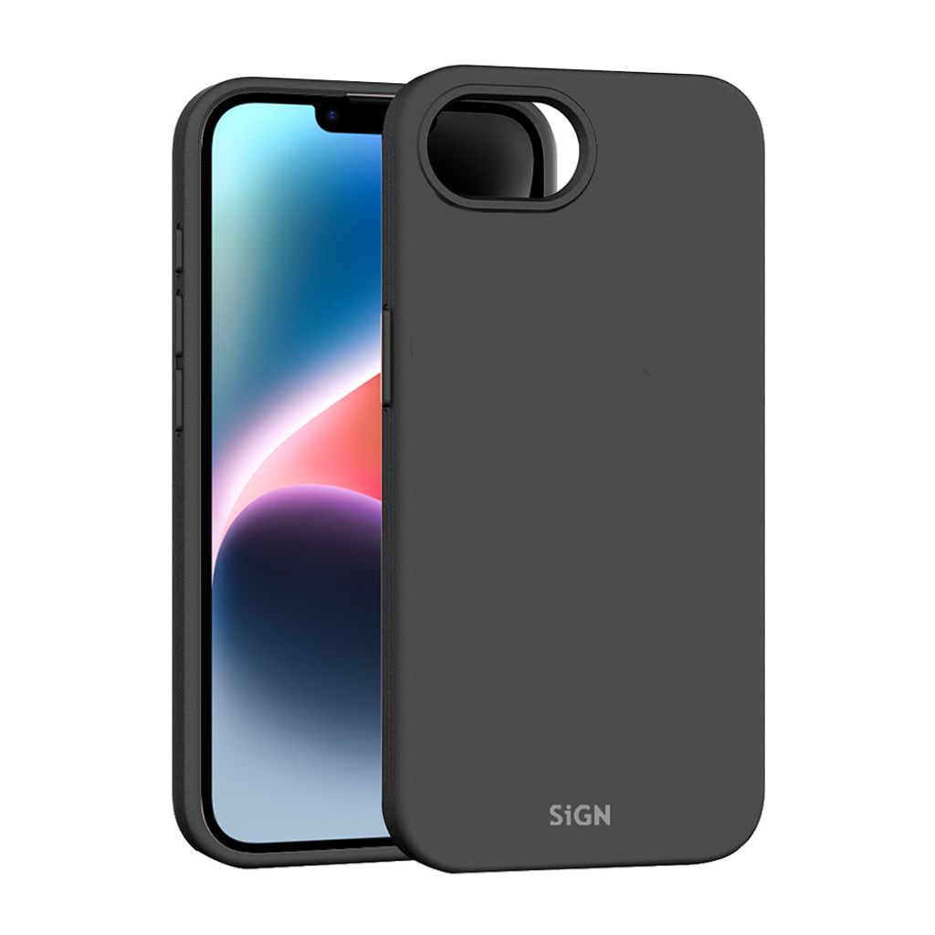 SiGN Liquid Silicone skal till iPhone 17e/16e – svart
