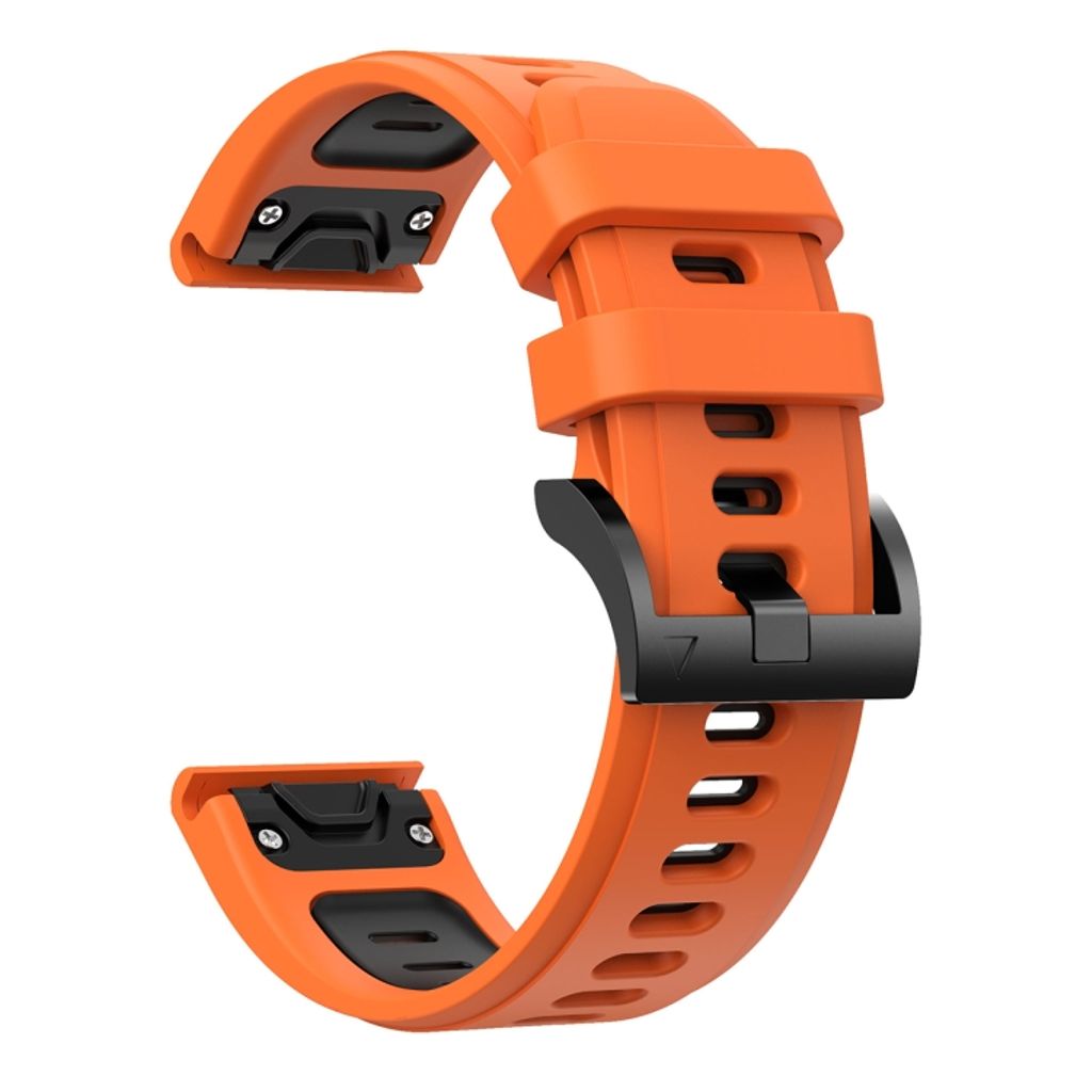 Garmin Fenix 7X Solar Two Color Silicone Watch Band - Black / Orange