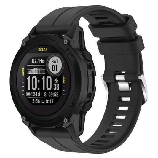 Garmin Descent G1 Solar Solid Color Silicone Watch Band - Black