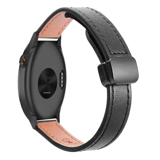 Garmin Approach S40 Slim Magnetic Buckle Microfiber Leather Watch Band - Black
