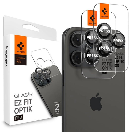Spigen iPhone 17 Pro/Pro Max Glas.tR EZ Fit Optik Pro Lens Protector, 2-pack - Black