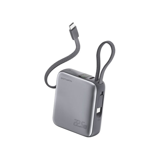 4Smarts Pocket Powerbank with Dual USB-C Cables 10000 mAh 22.5 W – Space Gray