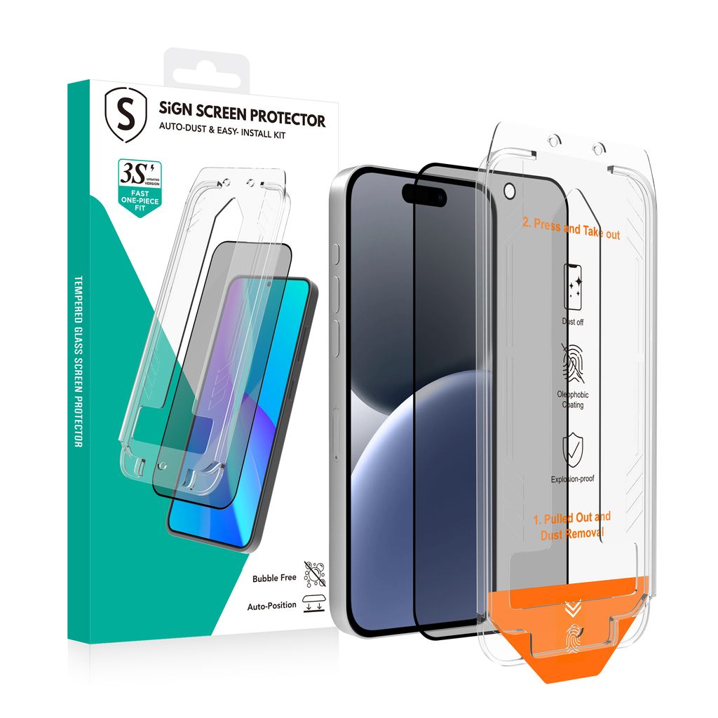 SiGN sekretess skärmskydd iPhone 15/16 – EZ Apply with dust free applicator