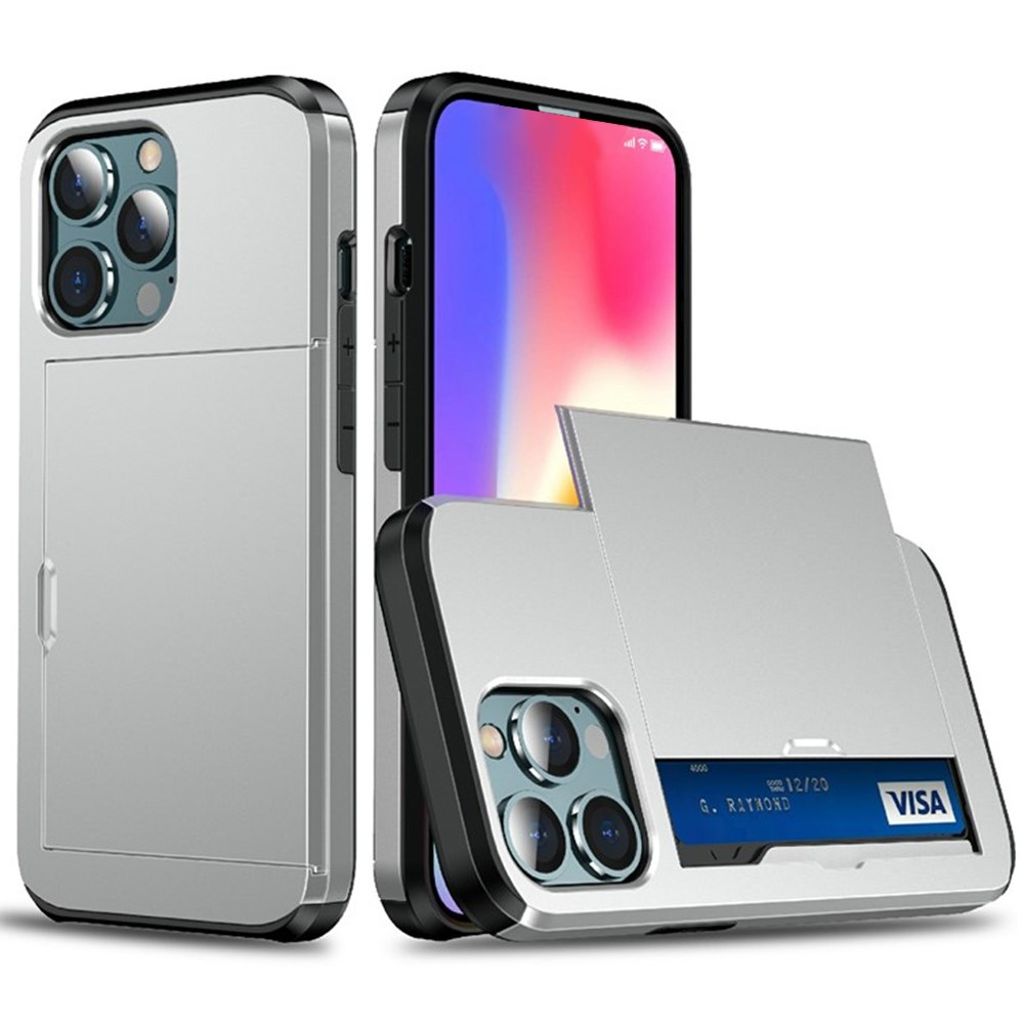 AMORUS iPhone 12 Pro Max skal with kortfack – silver