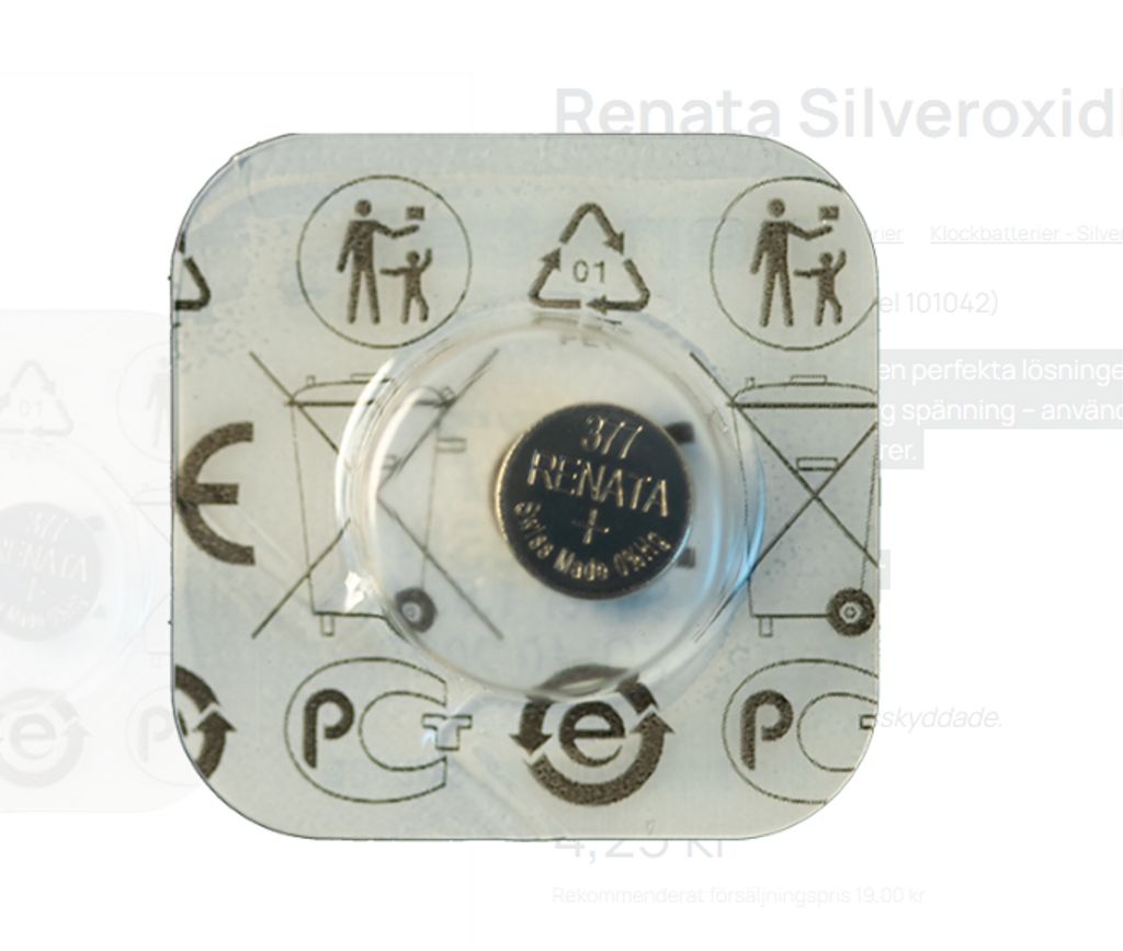 Renata Silver oxide battery 377, 1-pack