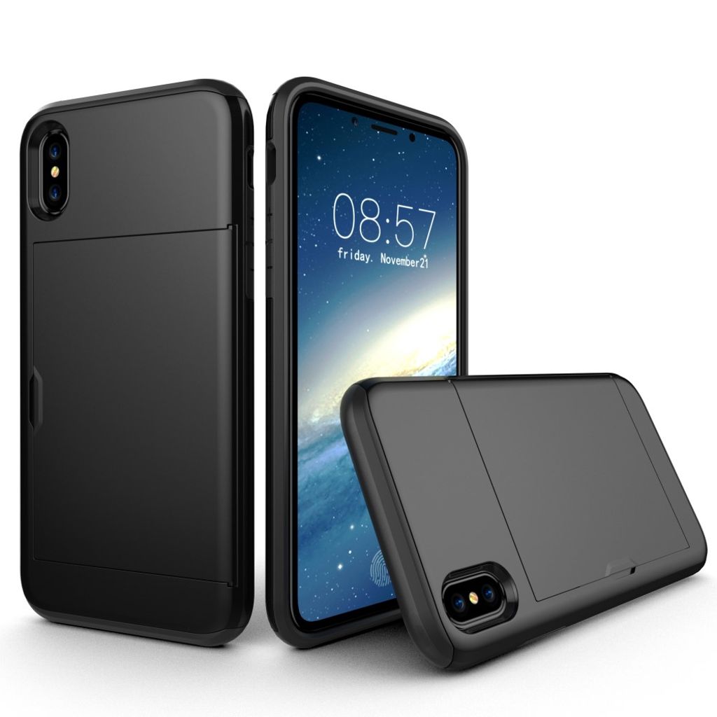 IPhone X/XS case with a card holder - Black