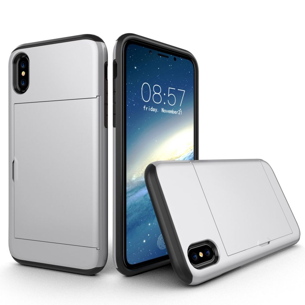 IPhone X/XS skal with a card holder - silver
