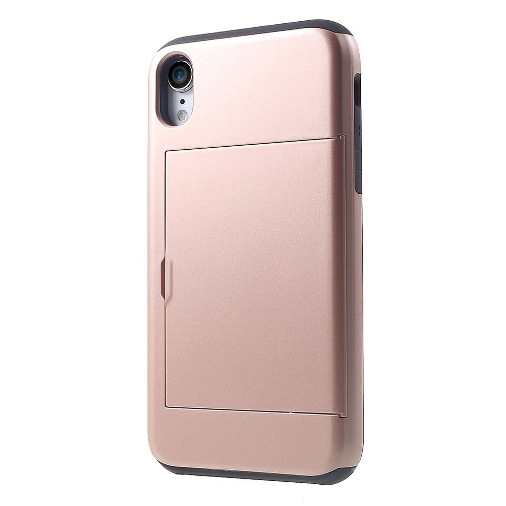IPhone XR skal with a card holder - roséguld-colored