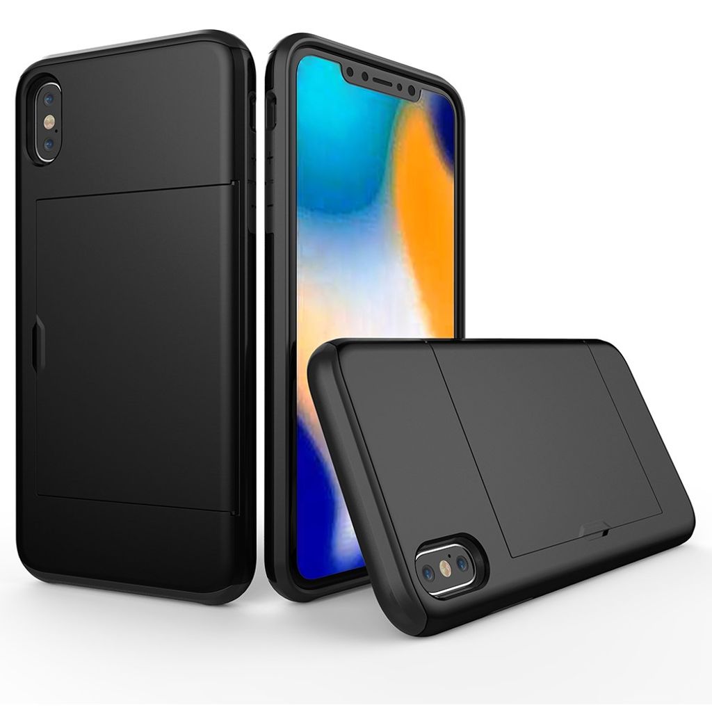 IPhone XS Max skal with a kortfack - svart