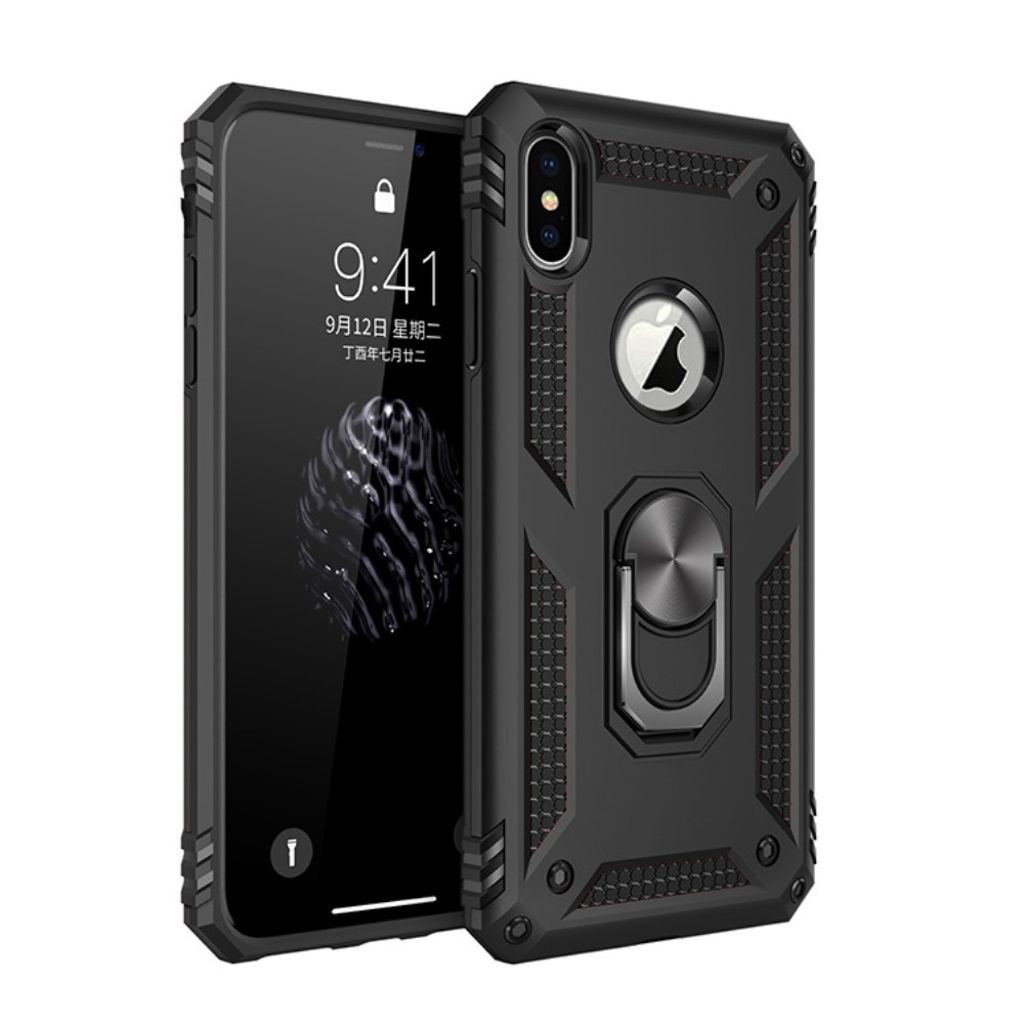 IPhone XS Max skal with a ring - svart