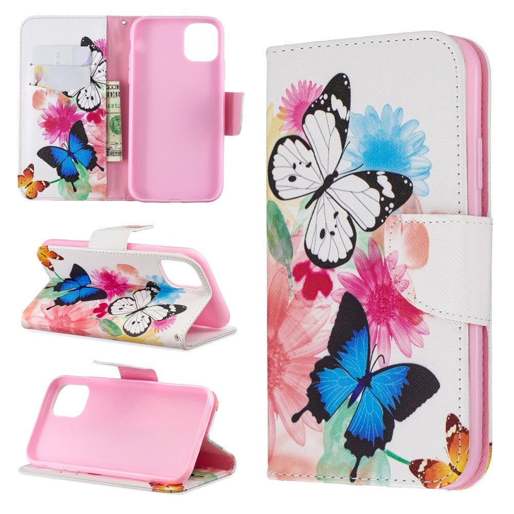Printing Style Wallet Fodral for iPhone 11/XR - Vivid Butterflies
