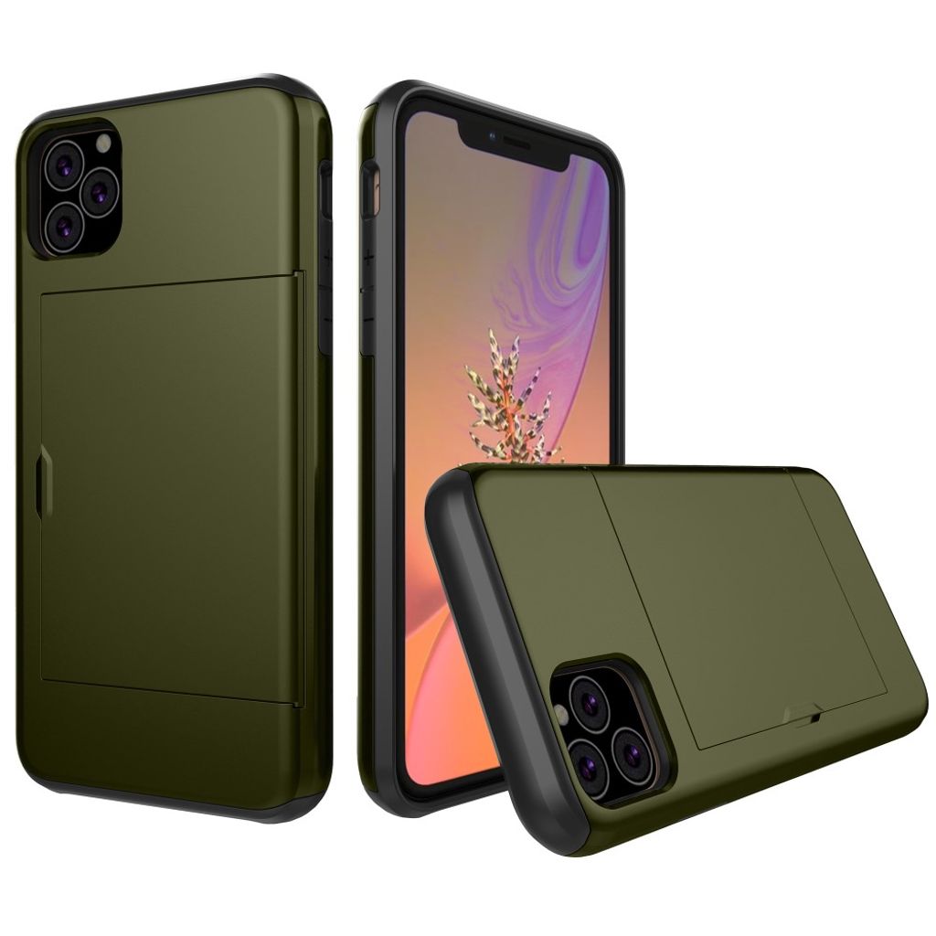 IPhone 11 Pro skal with a card holder - Army grön