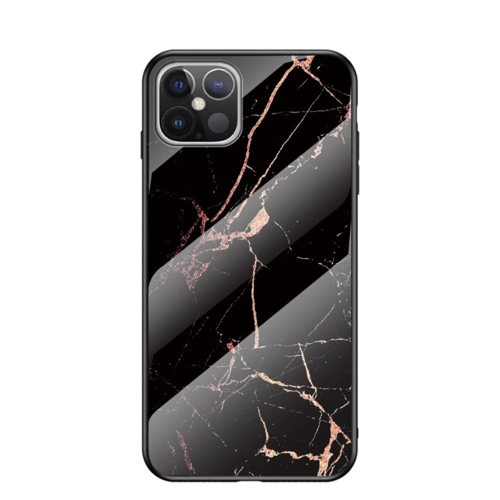 Marmor skal for iPhone 12 Pro Max – svart/guld