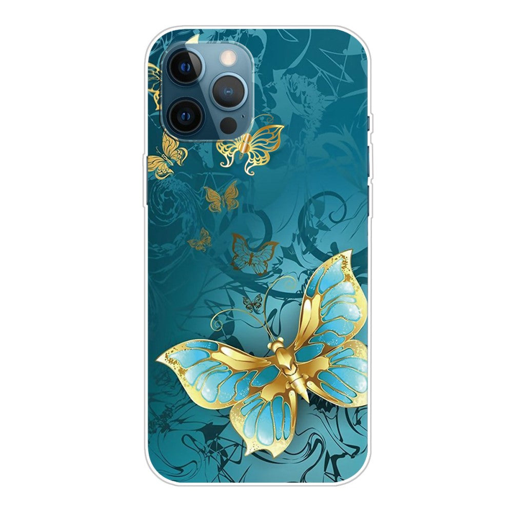 IPhone 12- 12 Pro TPU skal - Golden Butterfly