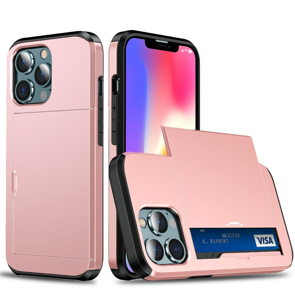 Skal with Card Holder for iPhone 13 Pro – rosa