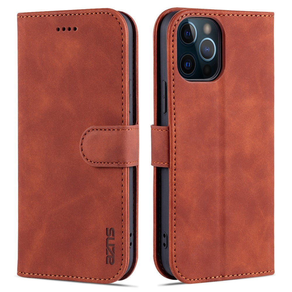 AZNS iPhone 12 Pro Max plånboksfodral - brun