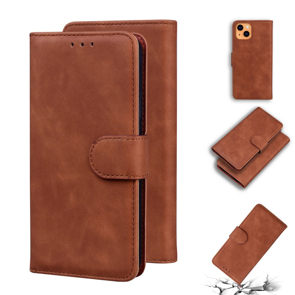 Pure Color Wallet Skal for iPhone 13 - Brown