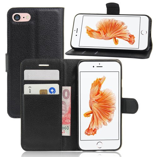 Litchi Fodral for iPhone 7 & 8 - Black