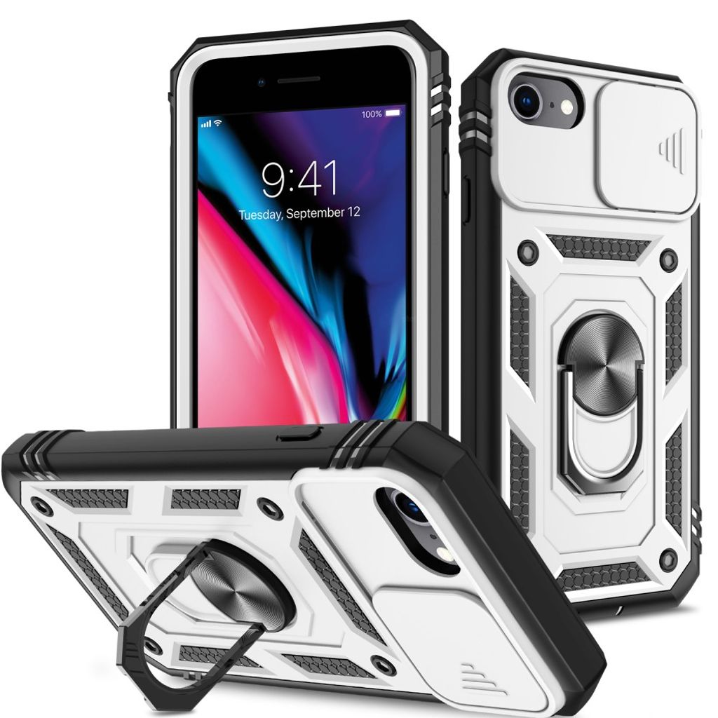 Stötdämpande iPhone SE etc. skal - svart- vit