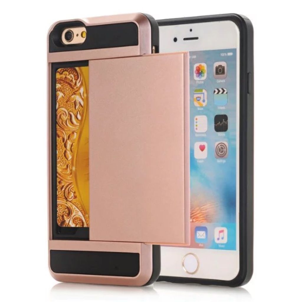 IPhone SE etc. skal with a card holder - roséguld-colored