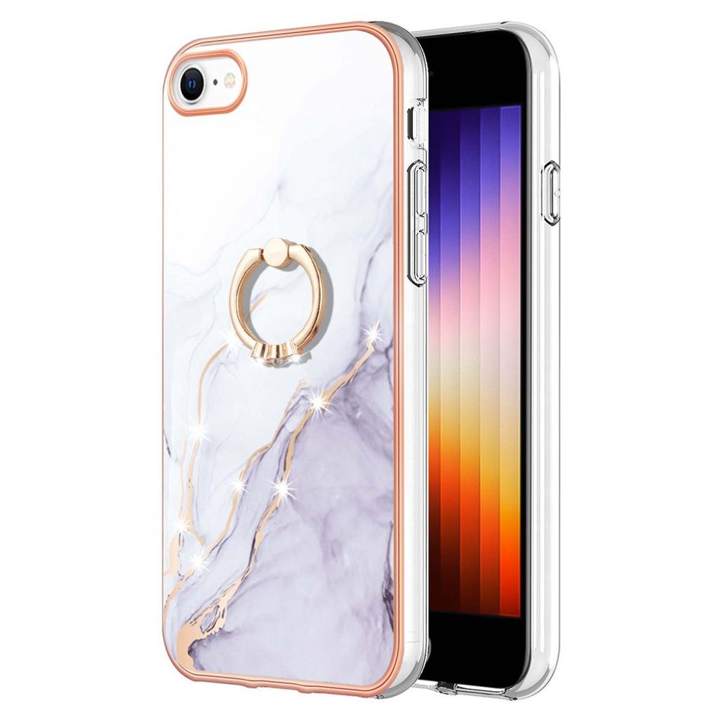 YB IMD iPhone SE etc. skal in marble with a ring - vit