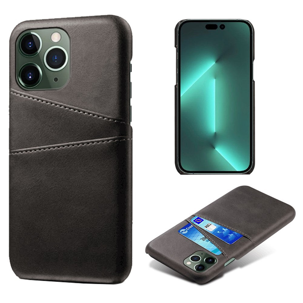 IPhone 14 Pro Max stötdämpande PU Leather+Hard PC skal - svart