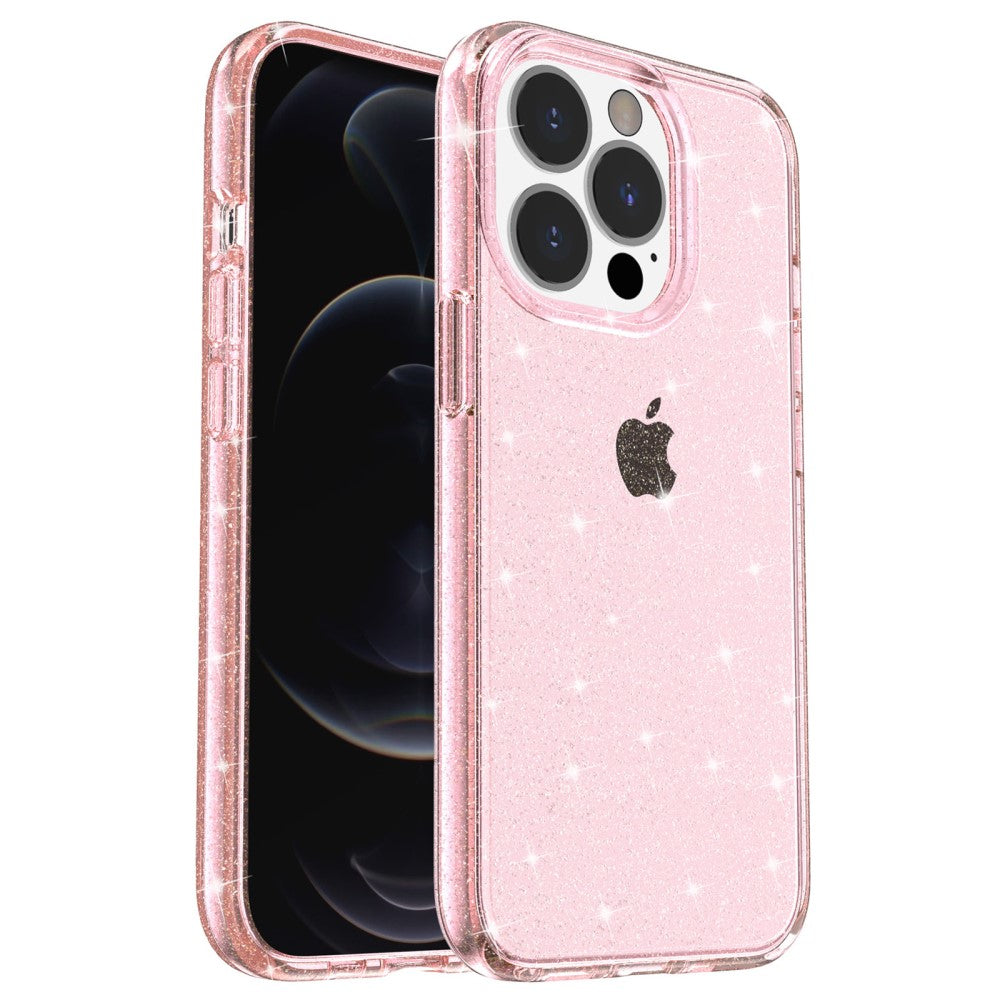 Glittery Powder Smart iPhone 14 Pro skal – rosa