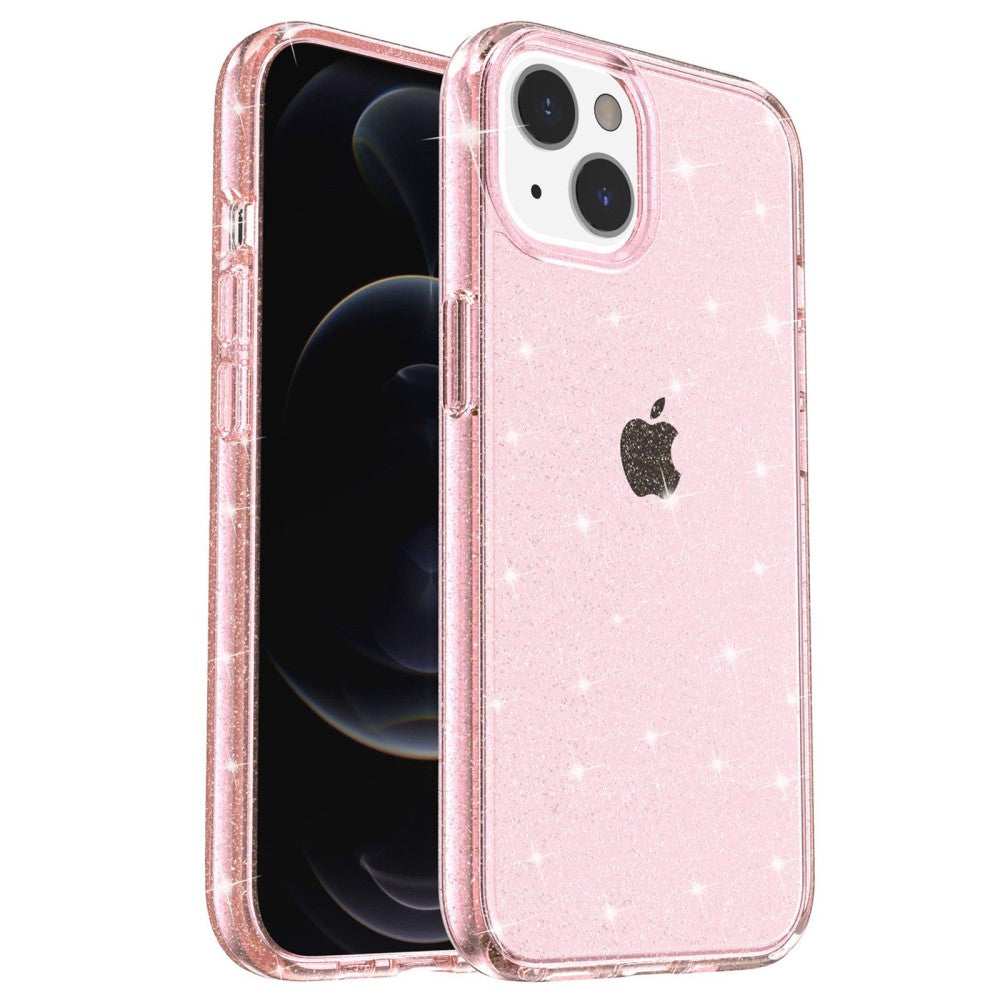 Anti-scratch iPhone 14 Plus Glittery Powder skal - rosa