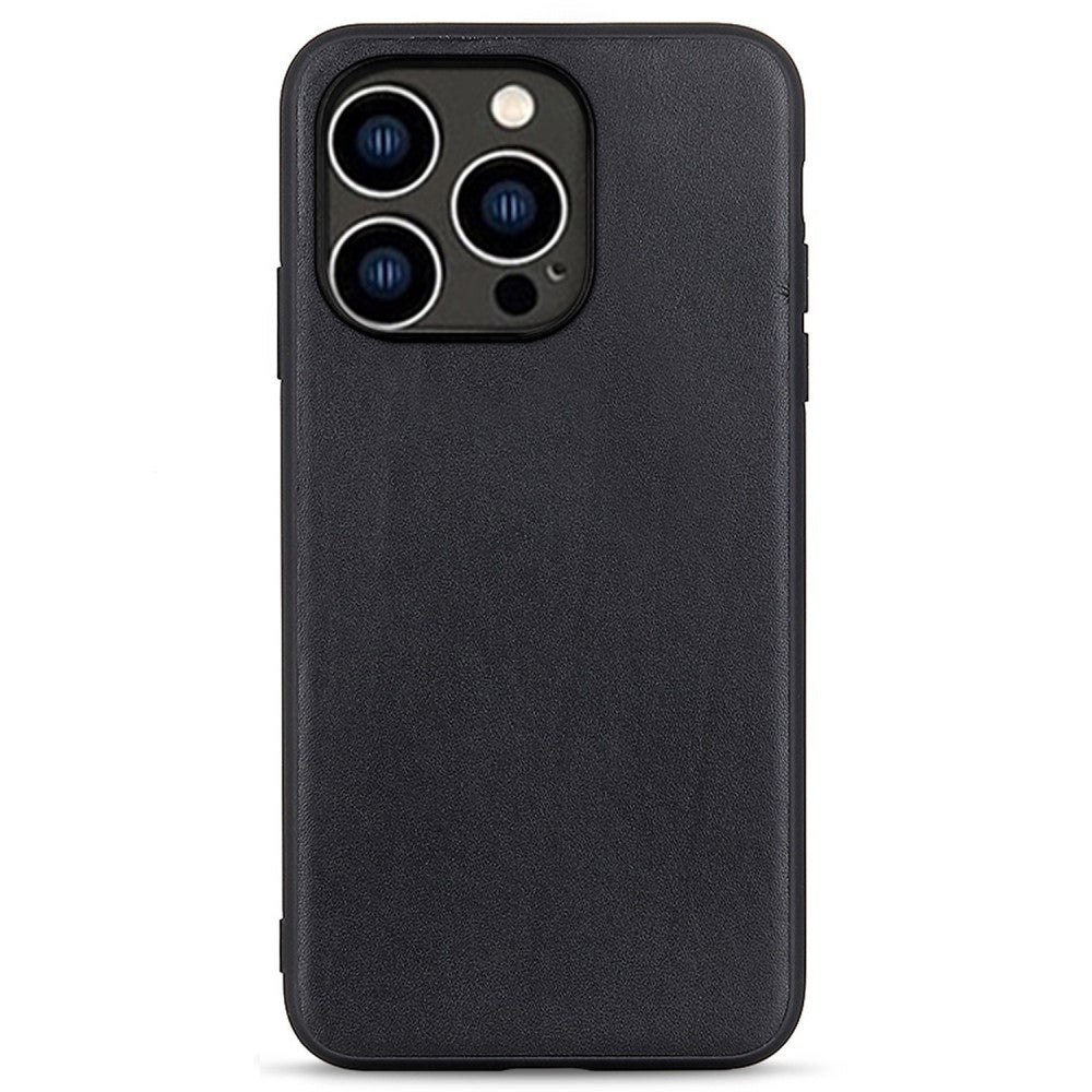 Stötdämpande iPhone 14 Pro läderfodral – svart
