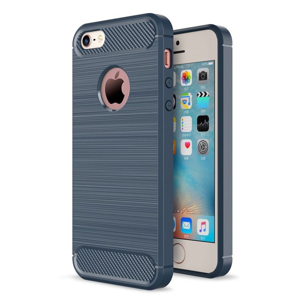 Brushed iPhone SE etc. skal - Dark blå