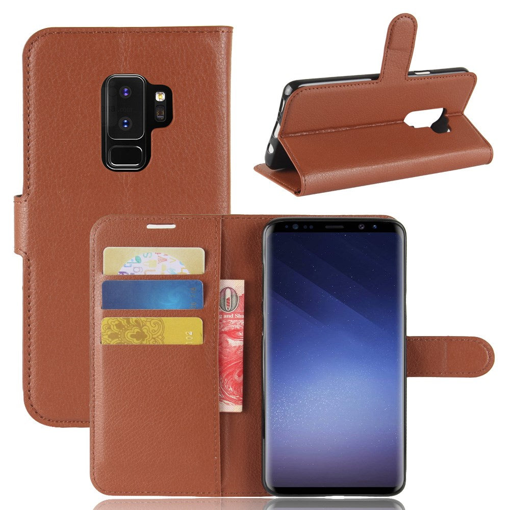 Litchi PU-Leather fodral till Samsung Galaxy S9 Plus – brun