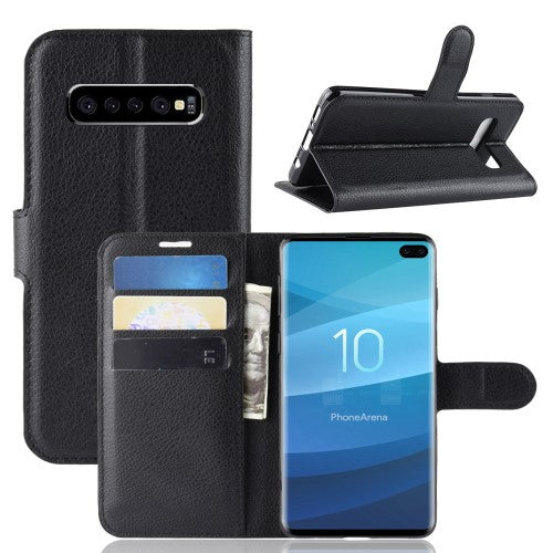 Litchi Skin fodral till Samsung Galaxy S10 Plus – svart