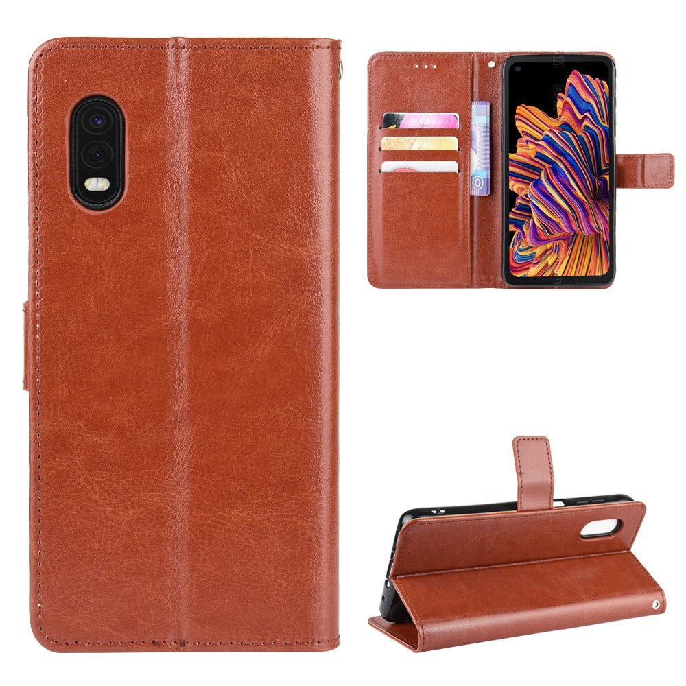 Crazy Horse plånboksfodral till Galaxy Xcover Pro – brun