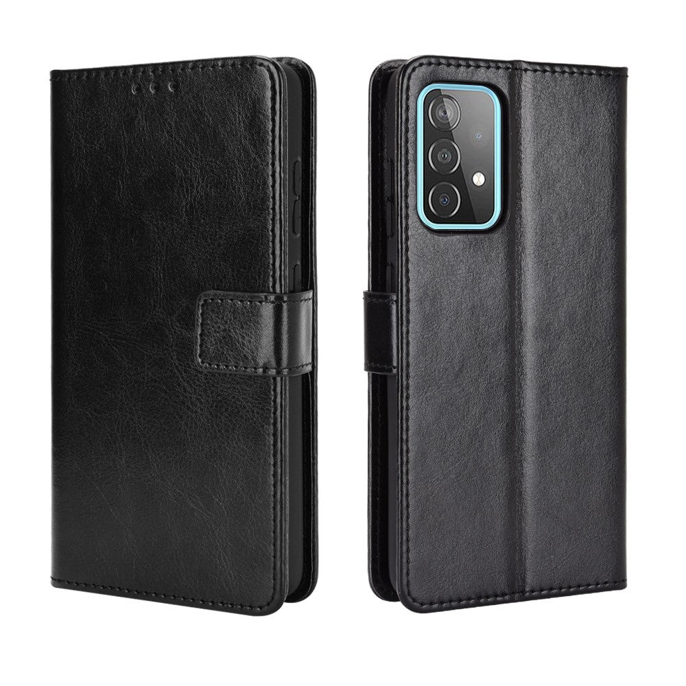 Crazy Horse Texture Leather plånboksfodral Galaxy A52 4G/5G & A52s 5G – svart