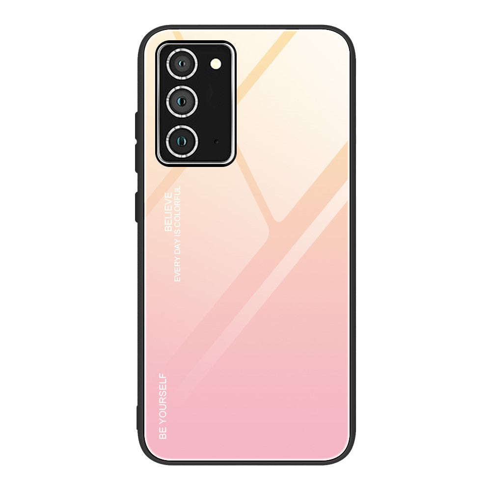 Gradient Color Tempered Glass Case for Galaxy A52 5G & A52s 5G - Gold/Pink