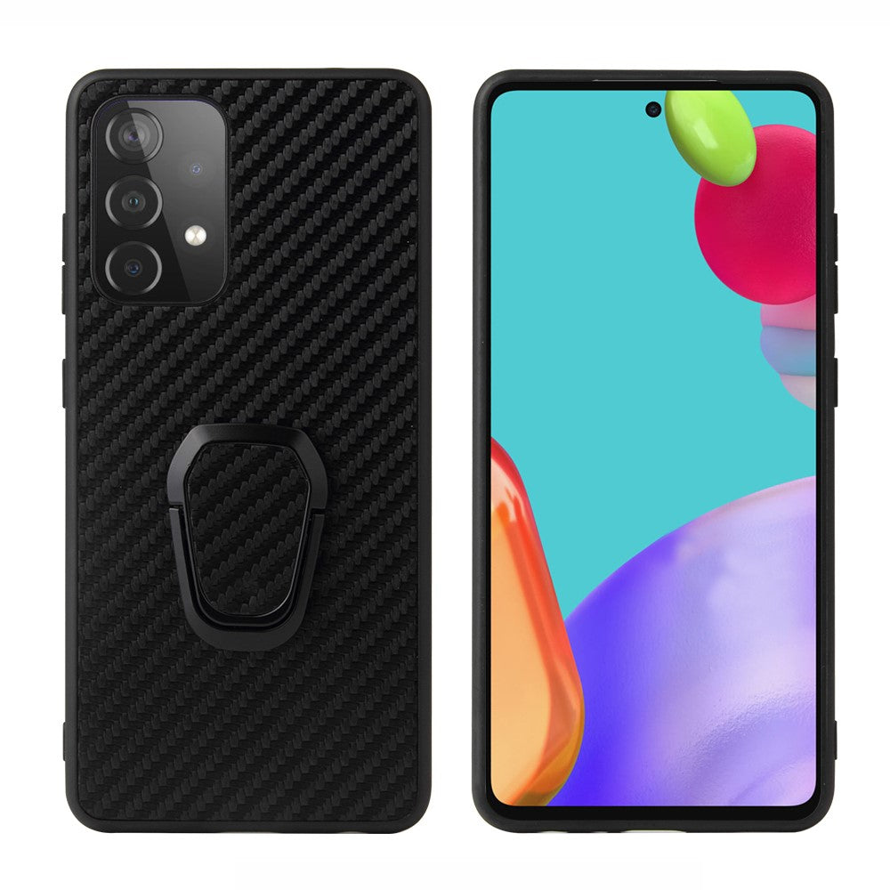 Kickstand Case with Ringholder for Galaxy A52 4G/5G & A52s 5G - Carbon Texture