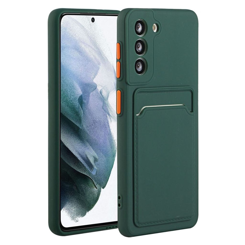 Samsung Galaxy S21 FE TPU case with a card holder - Dark green
