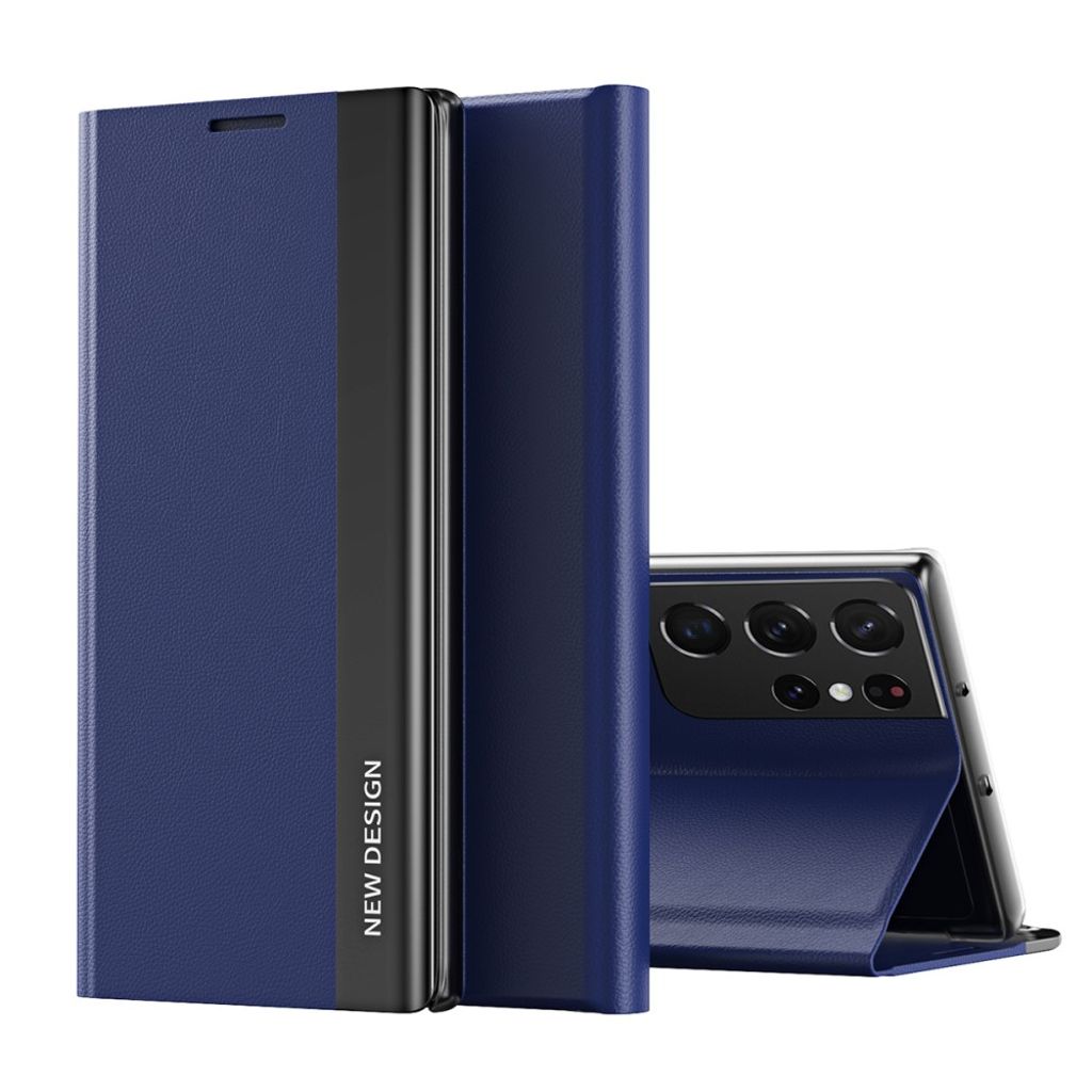Foldable Samsung Galaxy S21 Ultra 5G fodral with a stativ - Dark blå