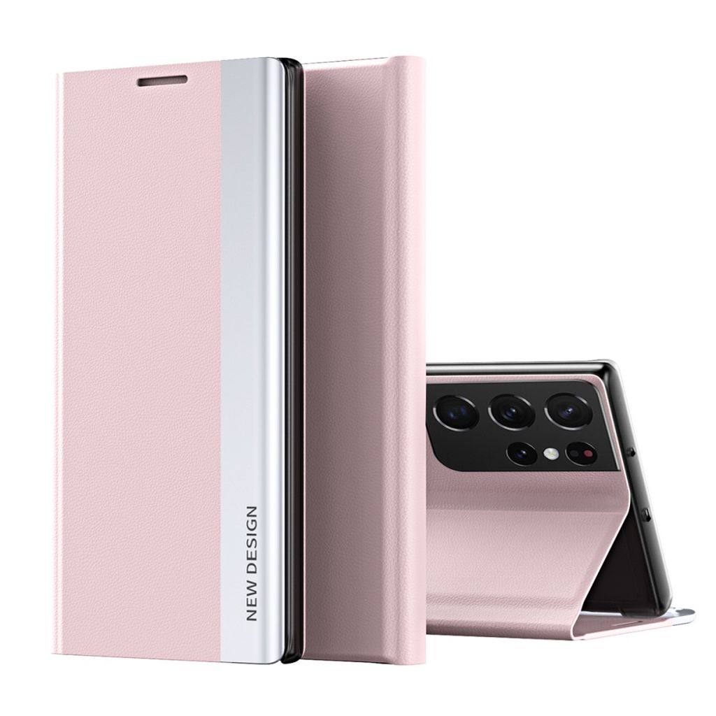 Foldable Samsung Galaxy S21 Ultra 5G fodral with a stativ - roséguld