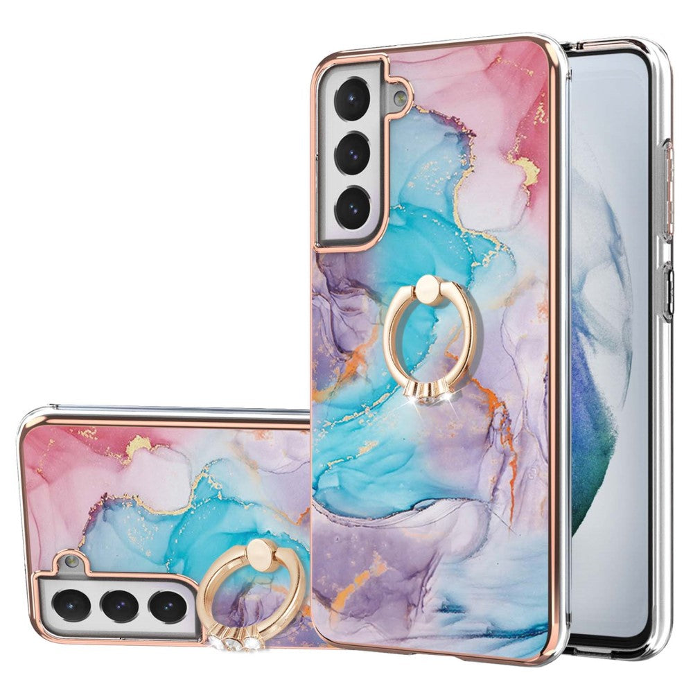 Samsung Galaxy S21 FE 5G case with a stand - Milky Way Marble Blue