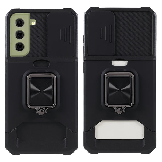 Samsung Galaxy S21 FE 5G case with a card holder and a stand - Black