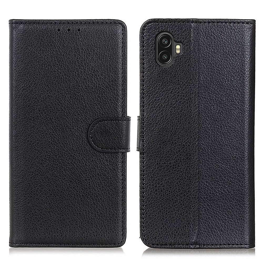 Samsung Galaxy Xcover 6 Pro Litchi Texture PU Leather fodral – svart